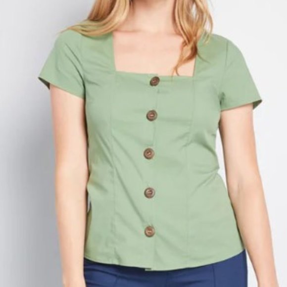 ModCloth Cottage Curation Square Neck Top - Picture 4 of 9